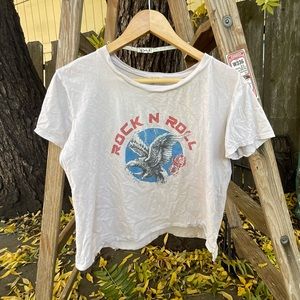 Rock n roll graphic crop tshirt